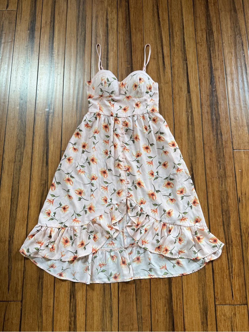 Band of Gypsies Pink Floral Ruffle High-Low Sundress